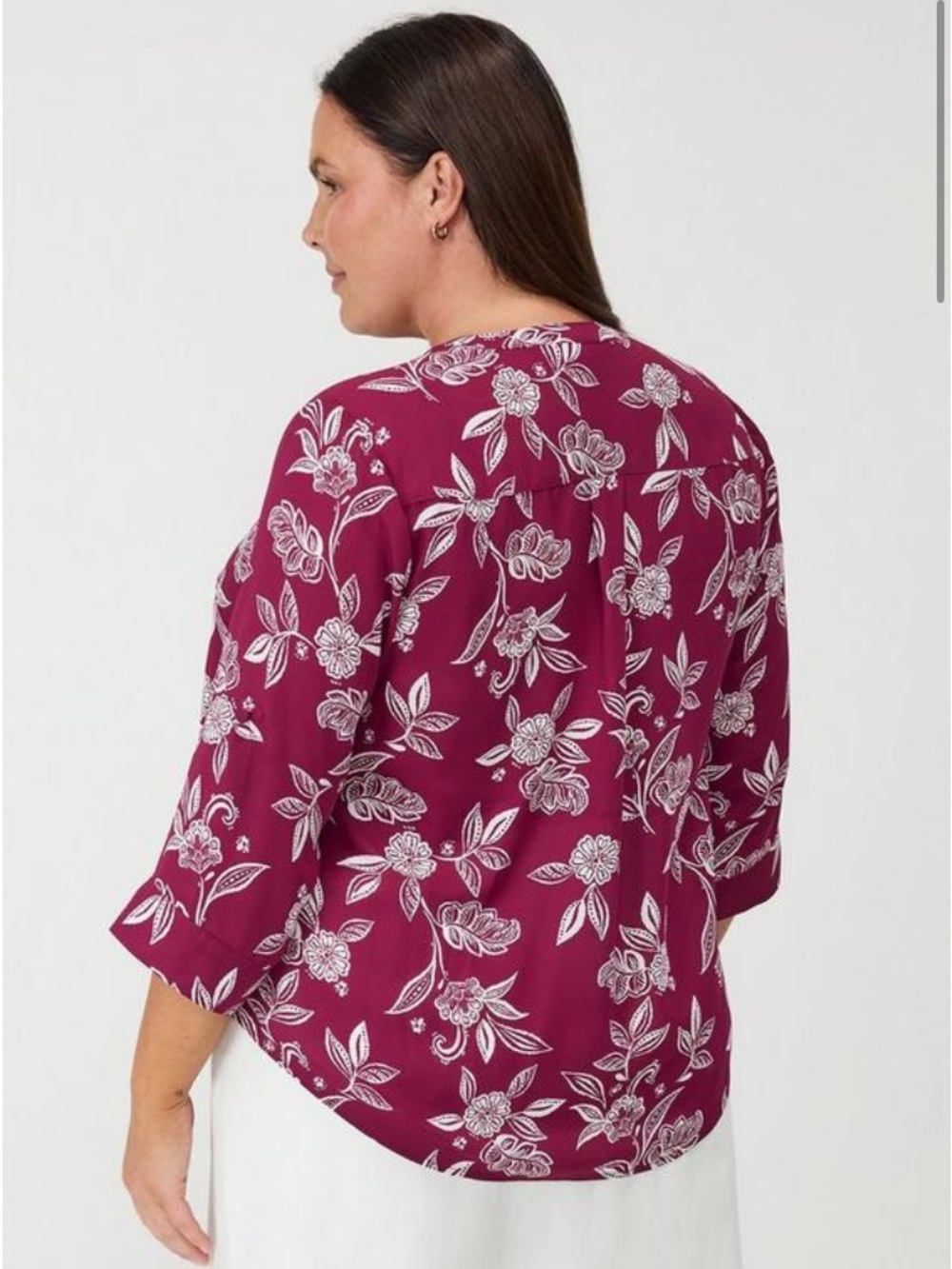 Torrid Harper Georgette 3/4 Sleeve Blouse Size 00 (10) Thrill Floral Purple NWT - Picture 3 of 7